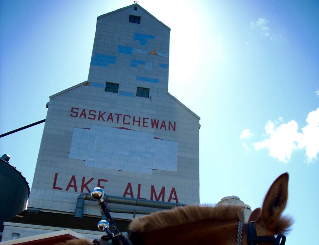 This photos shows why grain elevators, like this one in Lake Alma, Canada, are called Prairie Cathedrals.